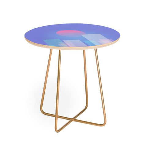 Jimmy Tan Abstract geometric pixel city Round Side Table