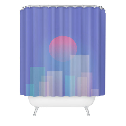 Jimmy Tan Abstract geometric pixel city Shower Curtain