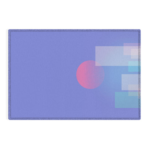 Jimmy Tan Abstract geometric pixel city Outdoor Rug