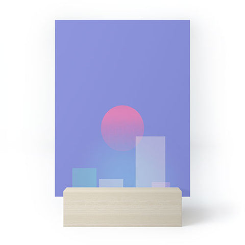 Jimmy Tan Abstract geometric pixel city Mini Art Print