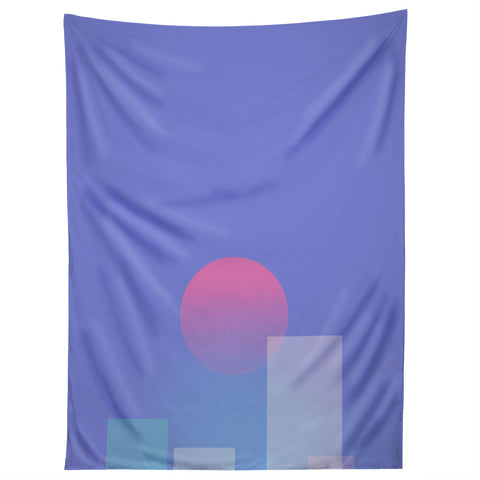 Jimmy Tan Abstract geometric pixel city Tapestry