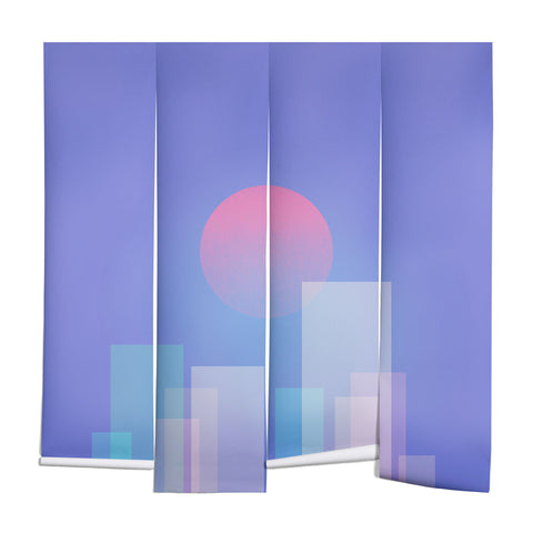 Jimmy Tan Abstract geometric pixel city Wall Mural