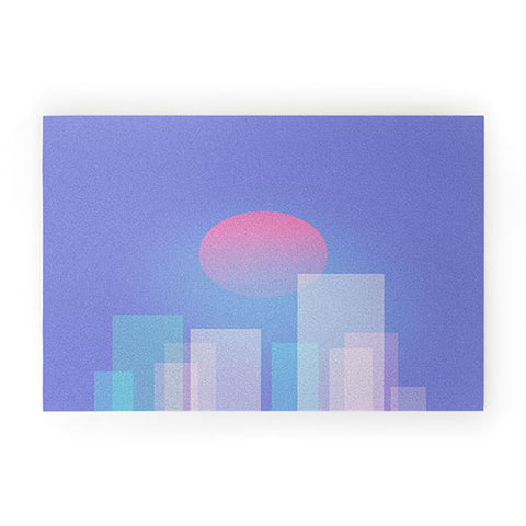 Jimmy Tan Abstract geometric pixel city Welcome Mat