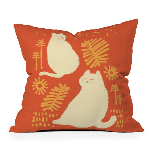 Jimmy Tan Abstraction minimal cat 27 Outdoor Throw Pillow