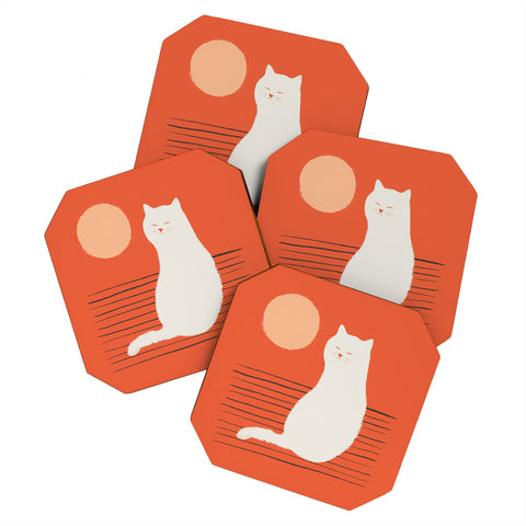 Jimmy Tan Abstraction minimal cat 31 Coaster Set