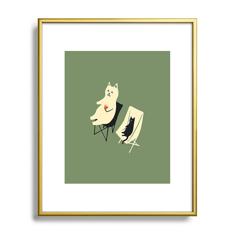 Jimmy Tan Happy go Lucky Cat Metal Framed Art Print