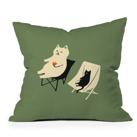 Jimmy Tan Happy go Lucky Cat Throw Pillow
