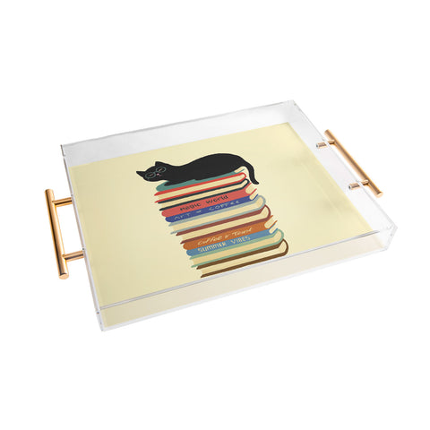 Jimmy Tan Hidden cat 31 reading books Acrylic Tray