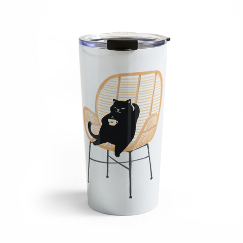 Jimmy Tan Lazy cat 2 enjoying coffee Travel Mug