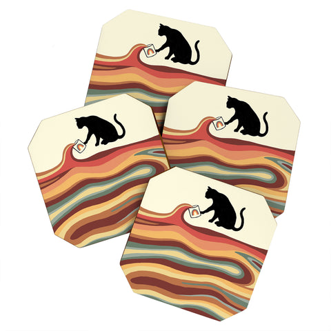 Jimmy Tan Rainbow cat 1 coffee milk drop Coaster Set