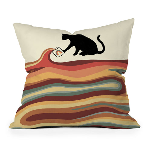 Jimmy Tan Rainbow cat 1 coffee milk drop Outdoor Throw Pillow