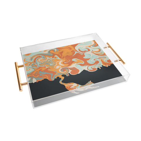 Jimmy Tan Rainbow cat 4 yoga meow Acrylic Tray