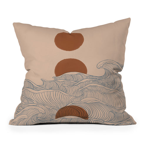 Jimmy Tan Vintage abstract landscape Outdoor Throw Pillow