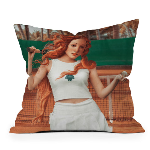 Jonas Loose VENUS PLAYING TENNIS Outdoor Throw Pillow