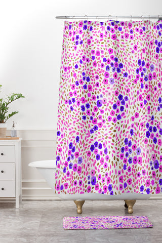 Joy Laforme Azalea In Purple Shower Curtain And Mat