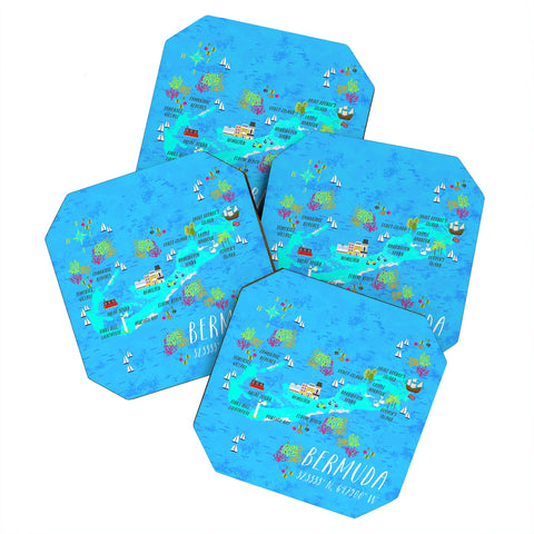 Joy Laforme Bermuda Map Coaster Set