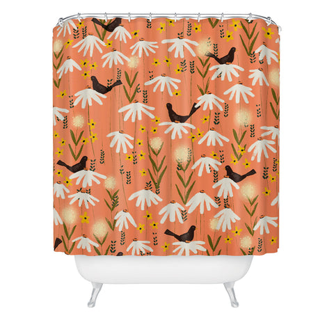 Joy Laforme Blooms of Dandelions and Wild Daisies Shower Curtain