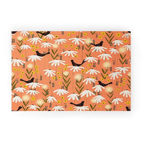 Joy Laforme Blooms of Dandelions and Wild Daisies Welcome Mat