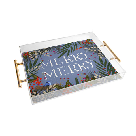 Joy Laforme Christmas Merry Merry Wreath Acrylic Tray