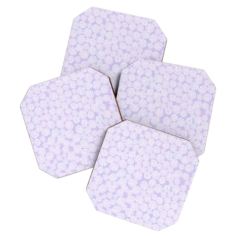 Joy Laforme Dahlias In Periwinkle Coaster Set