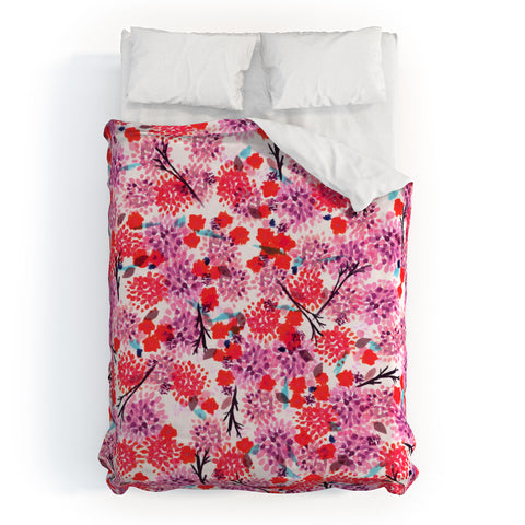 Joy Laforme Floral Forest Red Duvet Cover