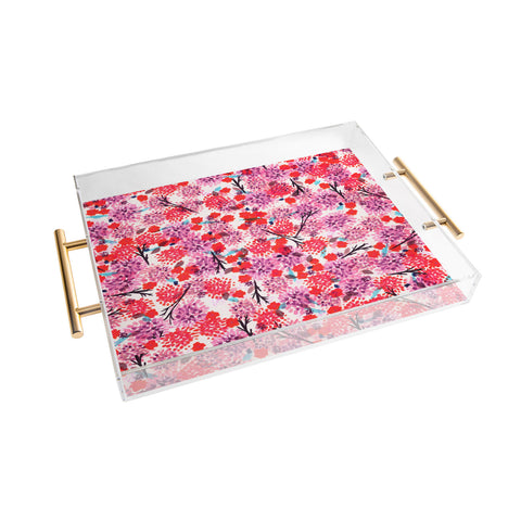 Joy Laforme Floral Forest Red Acrylic Tray