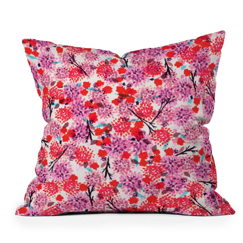 Joy Laforme Floral Forest Red Outdoor Throw Pillow