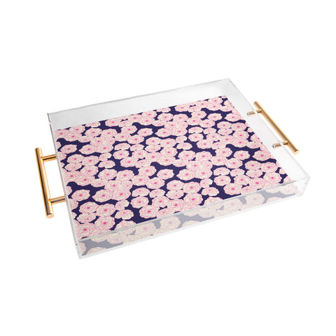 Joy Laforme Floral Sophistication In Navy Acrylic Tray