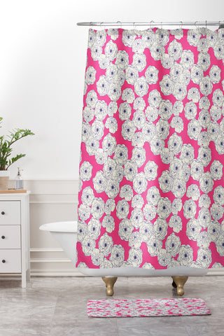 Joy Laforme Floral Sophistication In Pink Shower Curtain And Mat