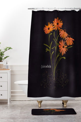 Joy Laforme Herb Garden Calendula Shower Curtain And Mat