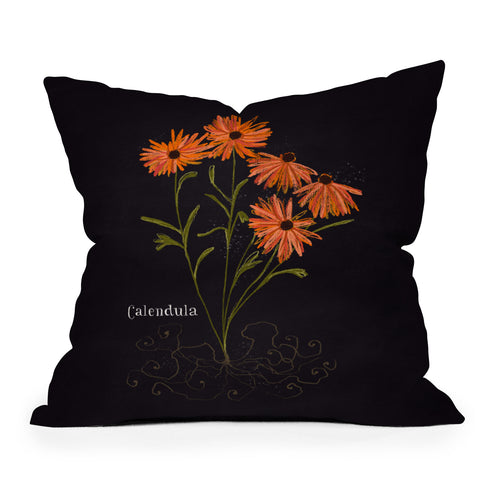 Joy Laforme Herb Garden Calendula Throw Pillow