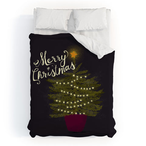 Joy Laforme Merry Christmas Little Tree Duvet Cover