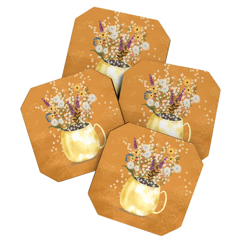 Joy Laforme Summer Garden Wildflower Still Life Coaster Set
