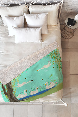 Joy Laforme Swan Lake Fleece Throw Blanket