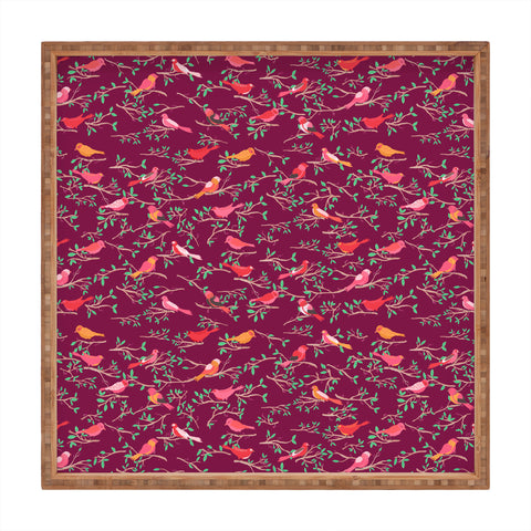 Joy Laforme Sweet Songbird In Deep Pinks Square Tray
