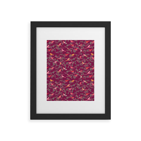 Joy Laforme Sweet Songbird In Deep Pinks Framed Art Print