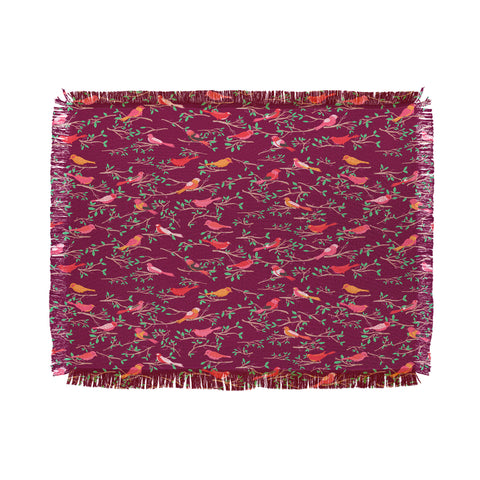 Joy Laforme Sweet Songbird In Deep Pinks Throw Blanket