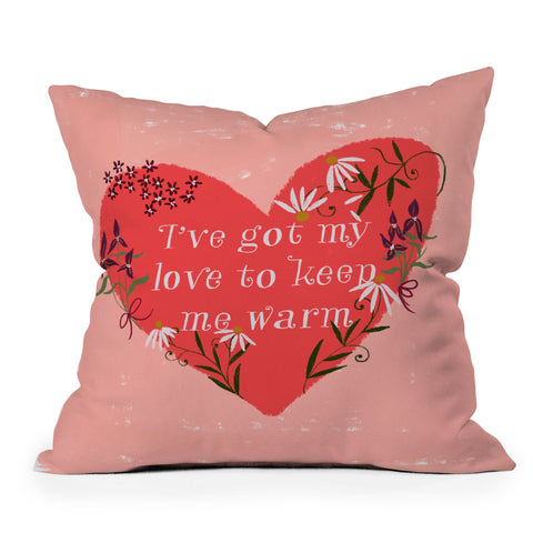 Joy Laforme Valentine Keep Me Warm Outdoor Throw Pillow