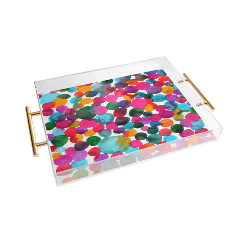 Joy Laforme Watercolor Polka Dot I Acrylic Tray