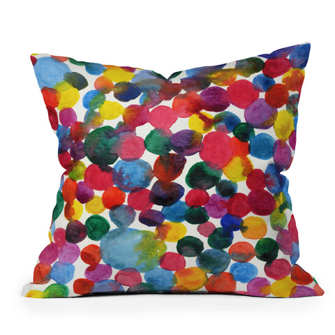 Joy Laforme Watercolor Polka Dot II Outdoor Throw Pillow