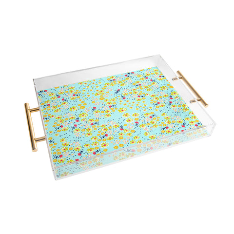 Joy Laforme Wild Floral Ditsy In Pale Blue Acrylic Tray