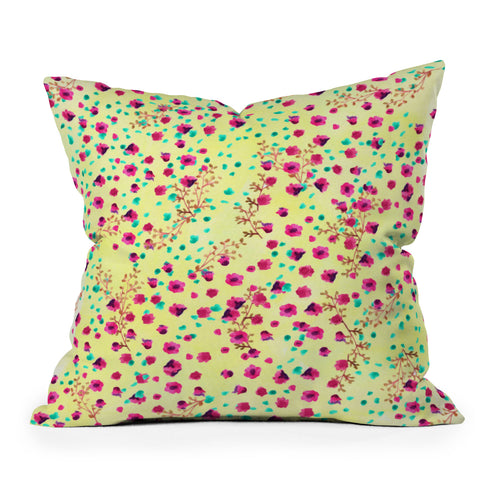 Joy Laforme Wind Swept Floral Lime Outdoor Throw Pillow