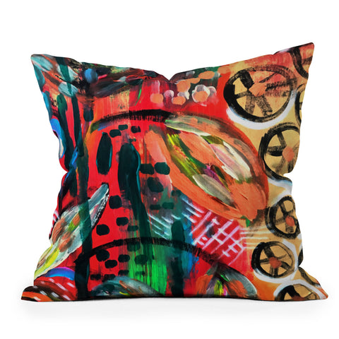 Julia Da Rocha Abstract Bloom Outdoor Throw Pillow