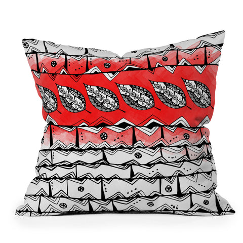 Julia Da Rocha Azteca Red Outdoor Throw Pillow