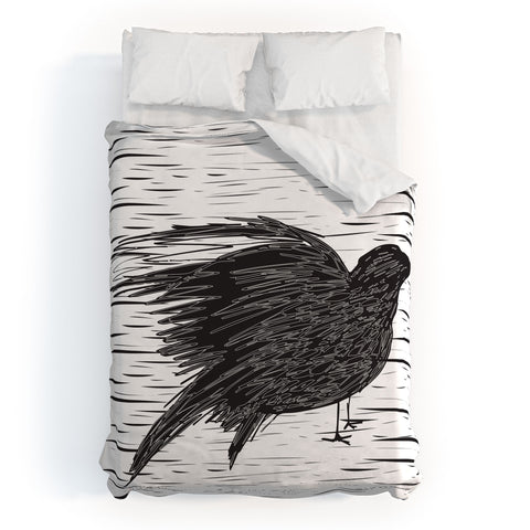 Julia Da Rocha Black Bird Duvet Cover