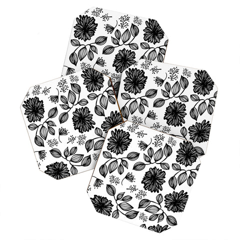 Julia Da Rocha Blk Flores Coaster Set