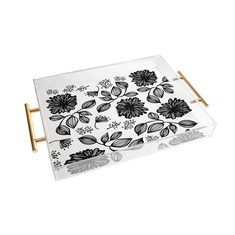 Julia Da Rocha Blk Flores Acrylic Tray