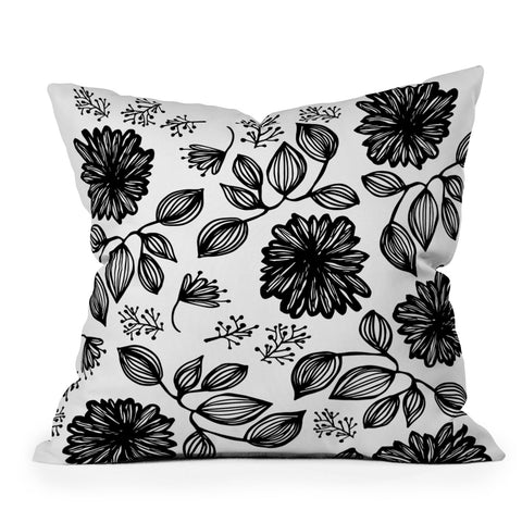 Julia Da Rocha Blk Flores Outdoor Throw Pillow