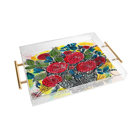 Julia Da Rocha Bouquet Of Flowers Peonies Acrylic Tray