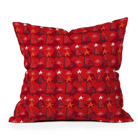 Julia Da Rocha ChristmasTrees Outdoor Throw Pillow